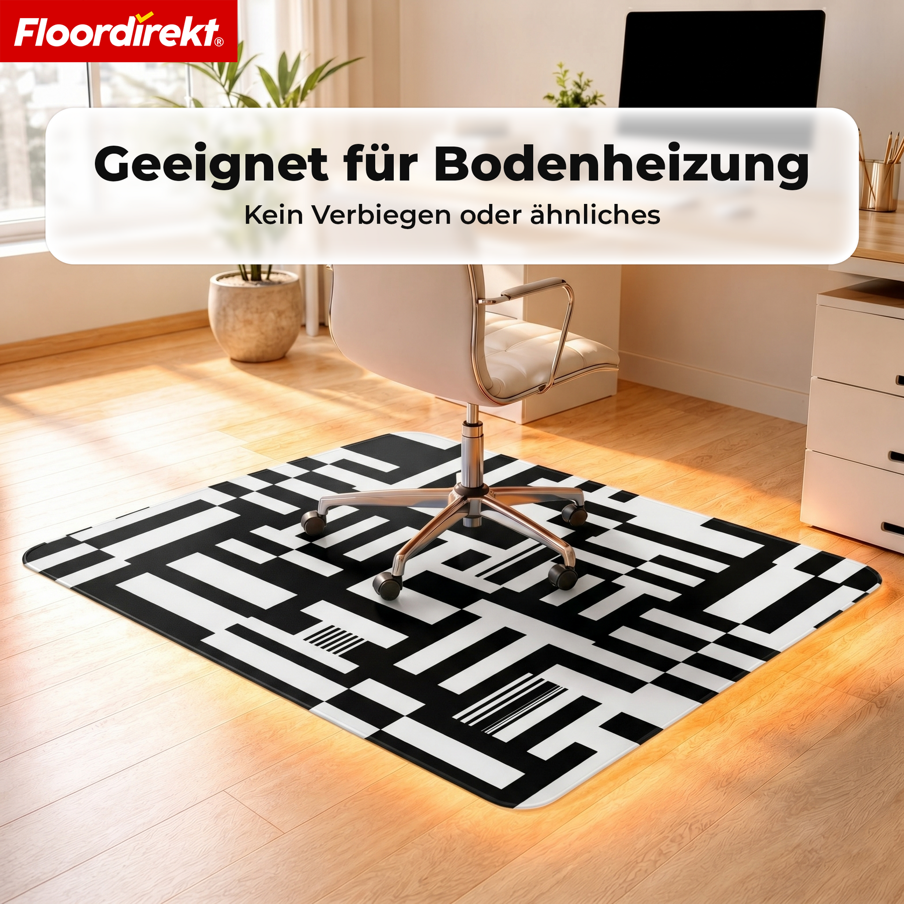 Design Bodenschutzmatte | Robuste Bürostuhlunterlage aus Spezial-PVC für Büro & Homeoffice | 80 x 118 cm