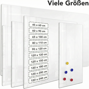 Glas-Whiteboard | Pearlwhite  | Sicherheitsglas | Rahmenlos | Für Zuhause oder im Büro