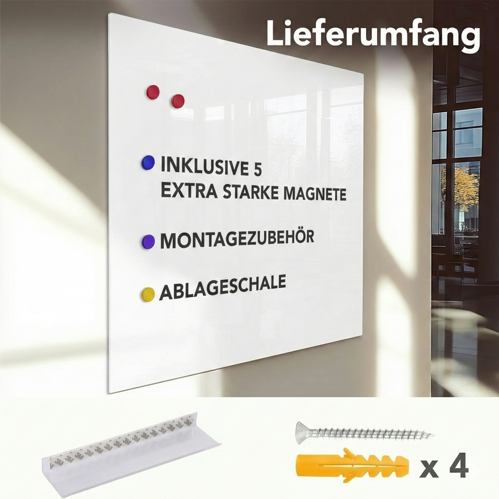 Glas-Whiteboard | Pearlwhite  | Sicherheitsglas | Rahmenlos | Für Zuhause oder im Büro