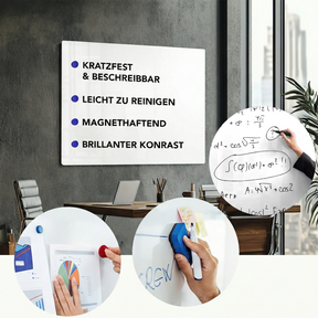 Glas-Whiteboard | Pearlwhite  | Sicherheitsglas | Rahmenlos | Für Zuhause oder im Büro