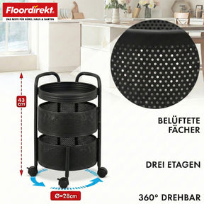 Rollwagen | Henry | Küchenwagen aus Stahl mit Rollen | Servierwagen | 3 oder 5 Etagen | Weiß & Schwarz