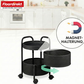 Rollwagen | Henry | Küchenwagen aus Stahl mit Rollen | Servierwagen | 3 oder 5 Etagen | Weiß & Schwarz