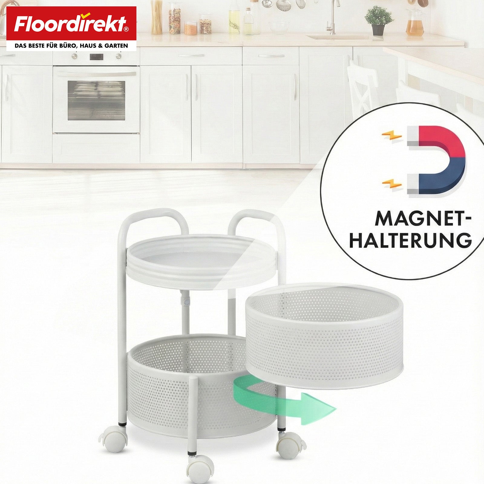 Rollwagen | Henry | Küchenwagen aus Stahl mit Rollen | Servierwagen | 3 oder 5 Etagen | Weiß & Schwarz