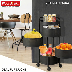 Rollwagen | Henry | Küchenwagen aus Stahl mit Rollen | Servierwagen | 3 oder 5 Etagen | Weiß & Schwarz