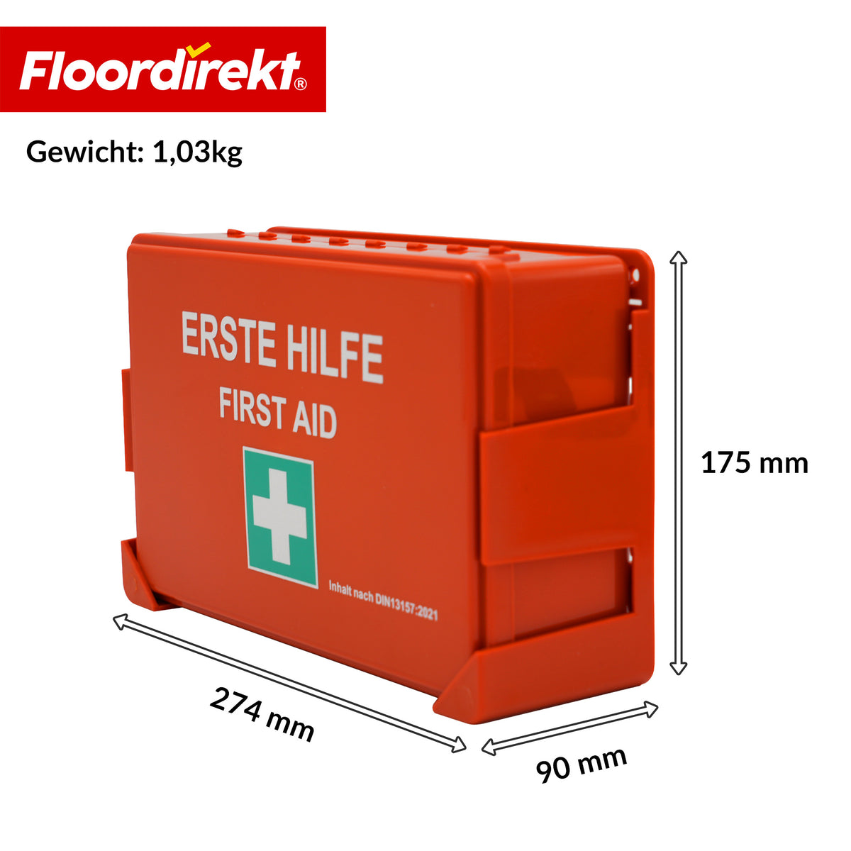 Erste-Hilfe-Koffer | DIN 13157:2021 | Verbandskasten mit Wandhalterung & ISO-Aufklebern