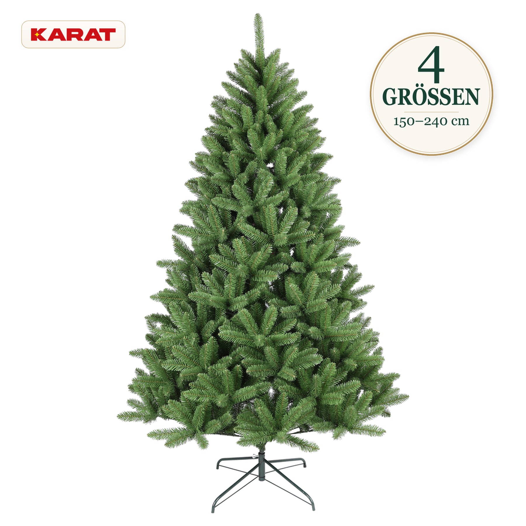 Künstlicher Weihnachtsbaum | Evergreen | Dichte Fichtenoptik mit Metallständer | 150–240 cm