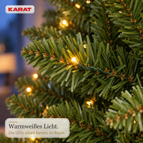 Künstlicher Weihnachtsbaum mit LED-Beleuchtung | Evergreen | Warmweiße LEDs & Metallständer | 150–240 cm