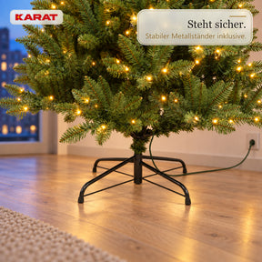 Künstlicher Weihnachtsbaum mit LED-Beleuchtung | Evergreen | Warmweiße LEDs & Metallständer | 150–240 cm