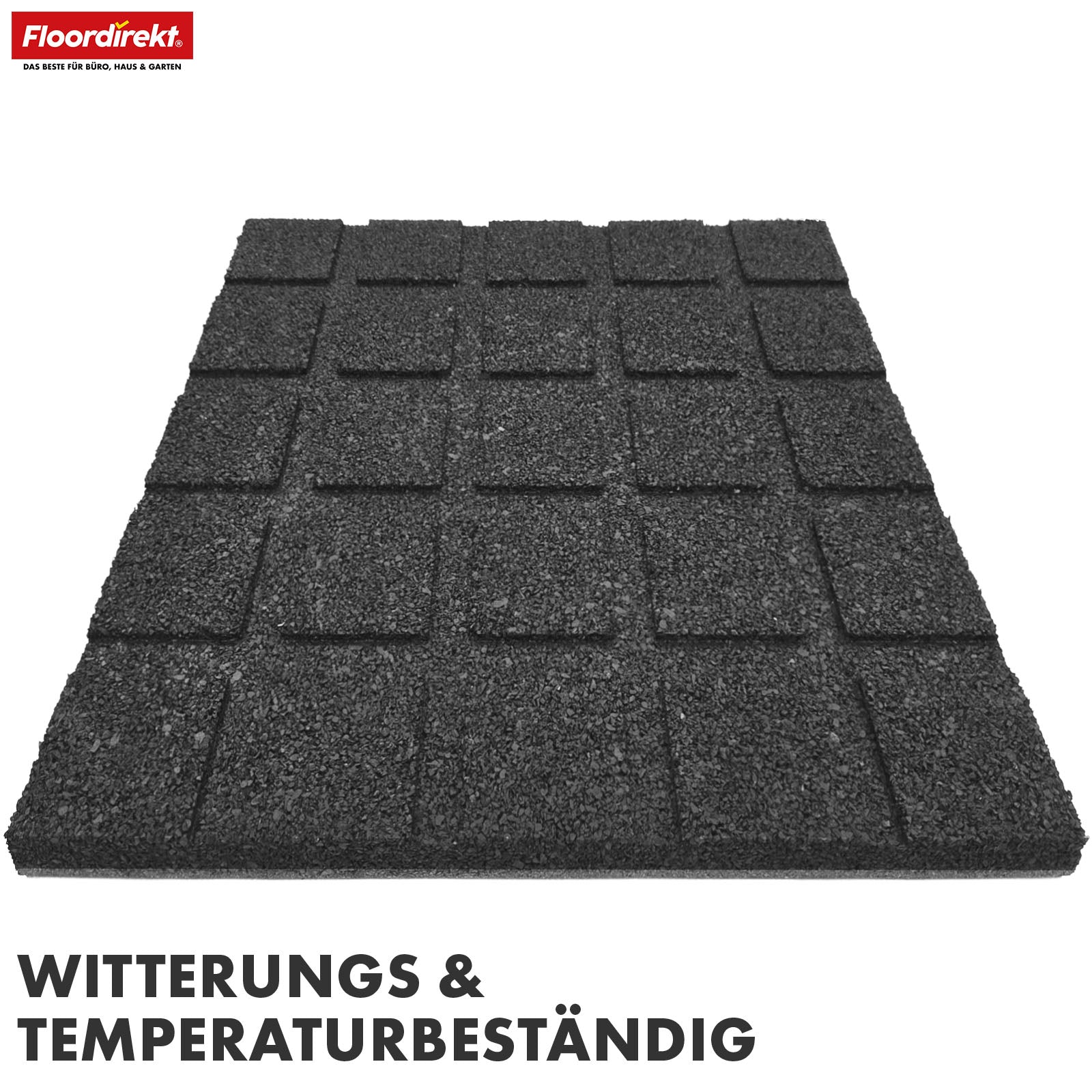 Fallschutzmatte | Play Protect | Rutschfester, robuster Gummi-Bodenschutz | Verschiedene Stärken & Farben | 50 x 50 cm