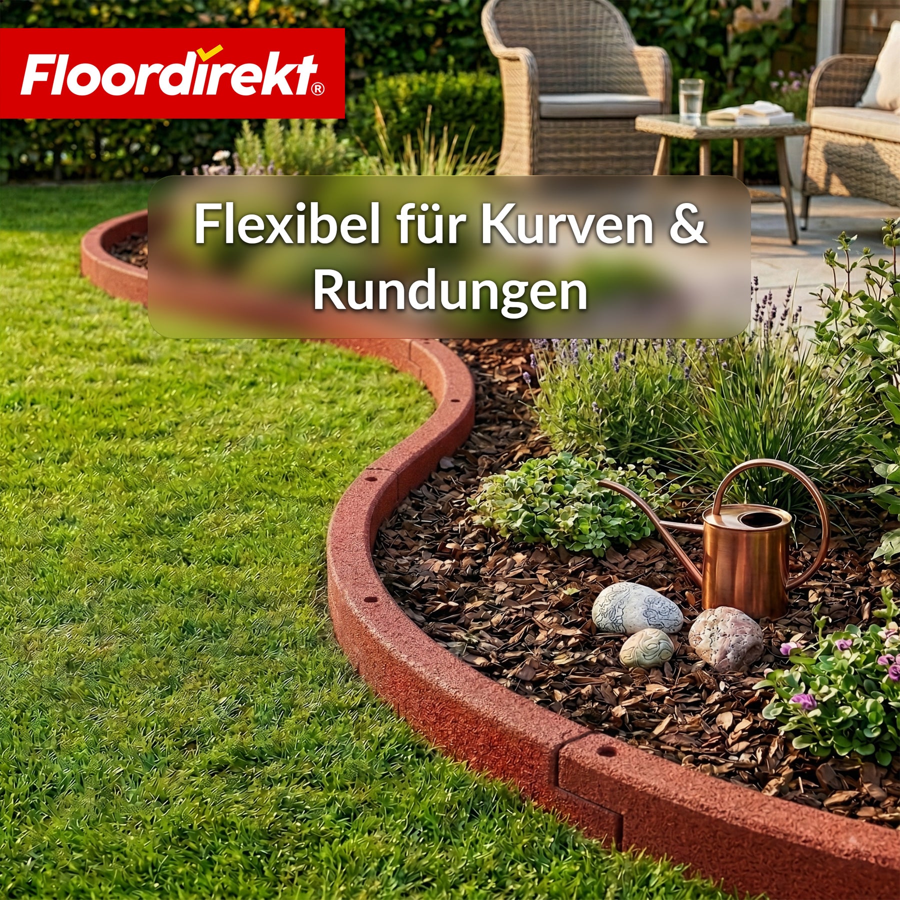 Gummi Randstein | Flexible Rasenkante & Beeteinfassung aus recyceltem Gummi für Garten, Wege & Terrasse