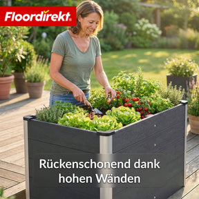 WPC-Hochbeet | Delos | 150 x 70 x 75 cm | Extra stabil mit Stützstange | Anthrazit | Mit Aluminium-Eckprofilen