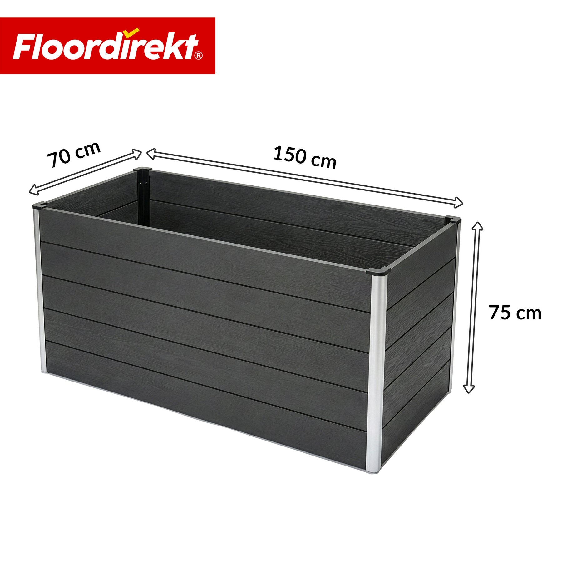 WPC-Hochbeet | Kasos | 150 x 70 x 75 cm | Anthrazit | Wetterfest, rückenschonend & langlebig | Offener Boden gegen Staunässe