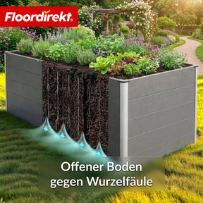 WPC-Hochbeet | Kasos | 150 x 70 x 75 cm | Anthrazit | Wetterfest, rückenschonend & langlebig | Offener Boden gegen Staunässe
