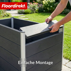 WPC-Hochbeet | Kasos | 150 x 70 x 75 cm | Anthrazit | Wetterfest, rückenschonend & langlebig | Offener Boden gegen Staunässe