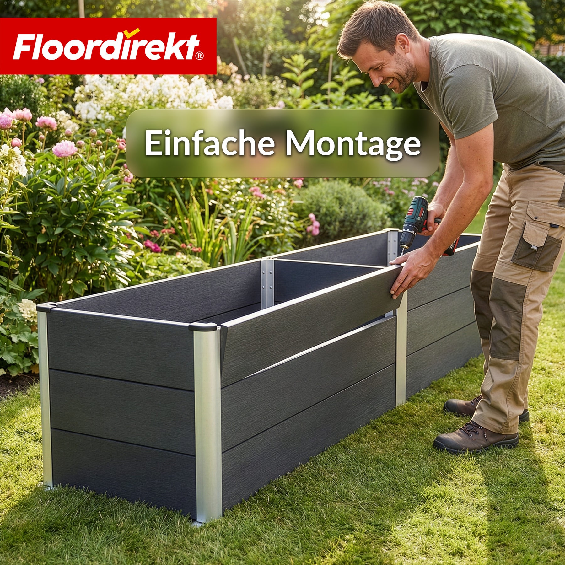 WPC-Hochbeet | Paros | Anthrazit | Wetterbeständig & langlebig | Für Garten & Terrasse | Verschiedene Größen