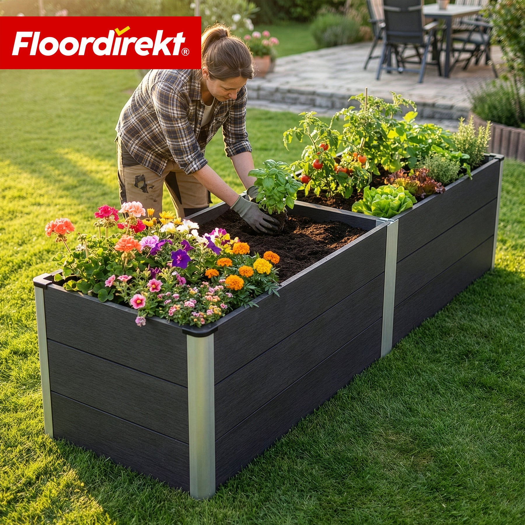 WPC-Hochbeet | Paros | Anthrazit | Wetterbeständig & langlebig | Für Garten & Terrasse | Verschiedene Größen
