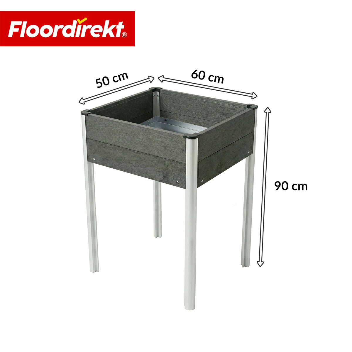 WPC-Hochbeet | Salina | Anthrazit | Hochbeet auf Stelzen 60 x 50 x 90 cm | Wetterbeständig & pflegeleicht