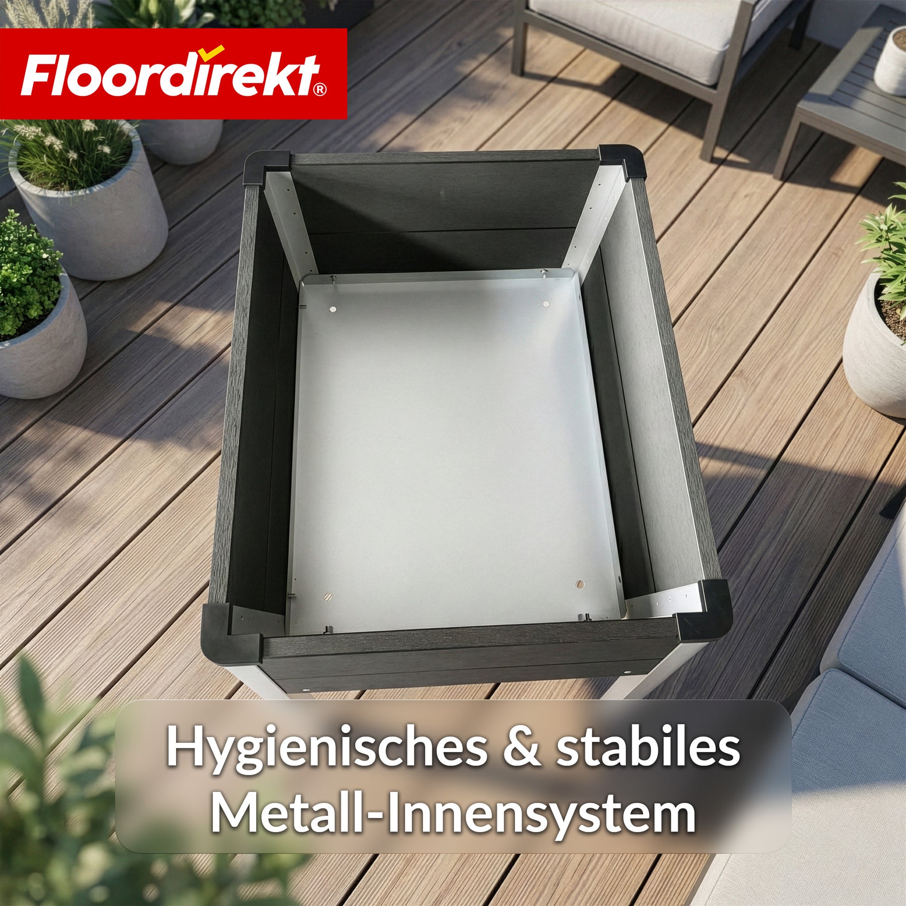 WPC-Hochbeet | Salina | Anthrazit | Hochbeet auf Stelzen 60 x 50 x 90 cm | Wetterbeständig & pflegeleicht