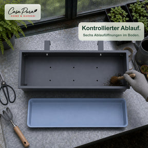 Balkonkasten | Viola | Metall-Balkonkasten mit Auffangschale für Balkon & Geländer