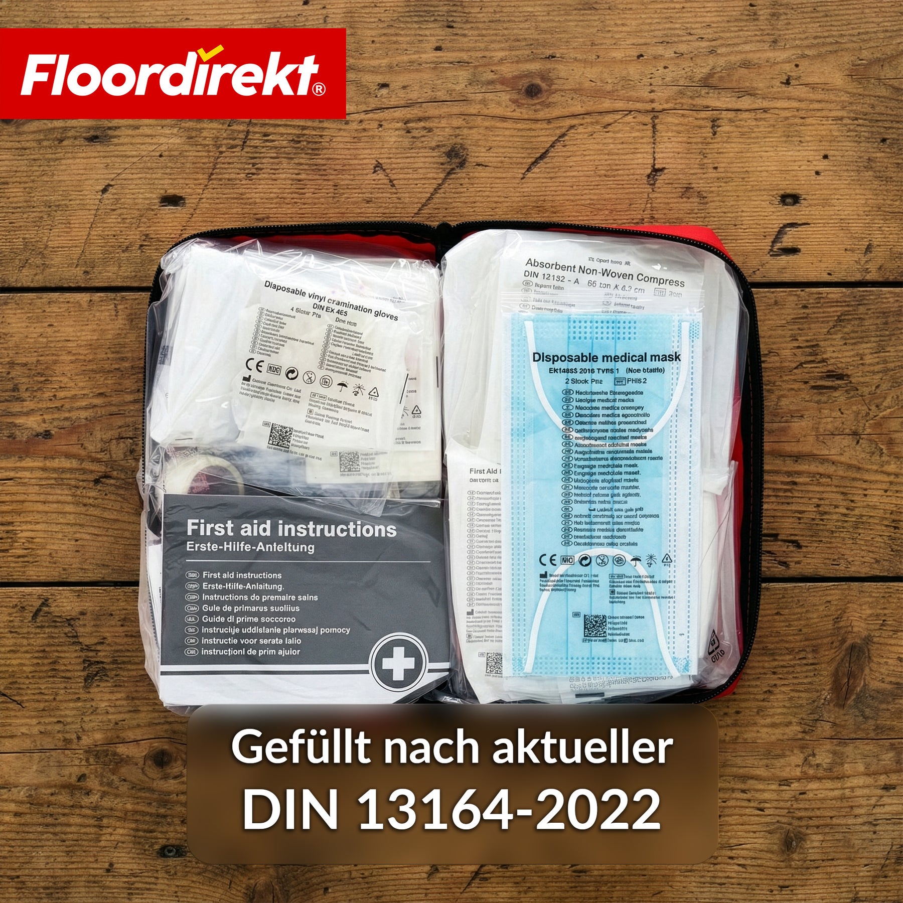 KFZ Verbandtasche DIN 13164:2022 | Erste Hilfe Set PKW | Auto Verbandskasten für gesetzlich vorgeschriebene Fahrzeugausstattung