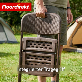 Klappstuhl 2er Set | Niigata | Brauner Gartenstuhl klappbar in Rattan-Optik
