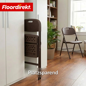 Klappstuhl 2er Set | Niigata | Brauner Gartenstuhl klappbar in Rattan-Optik