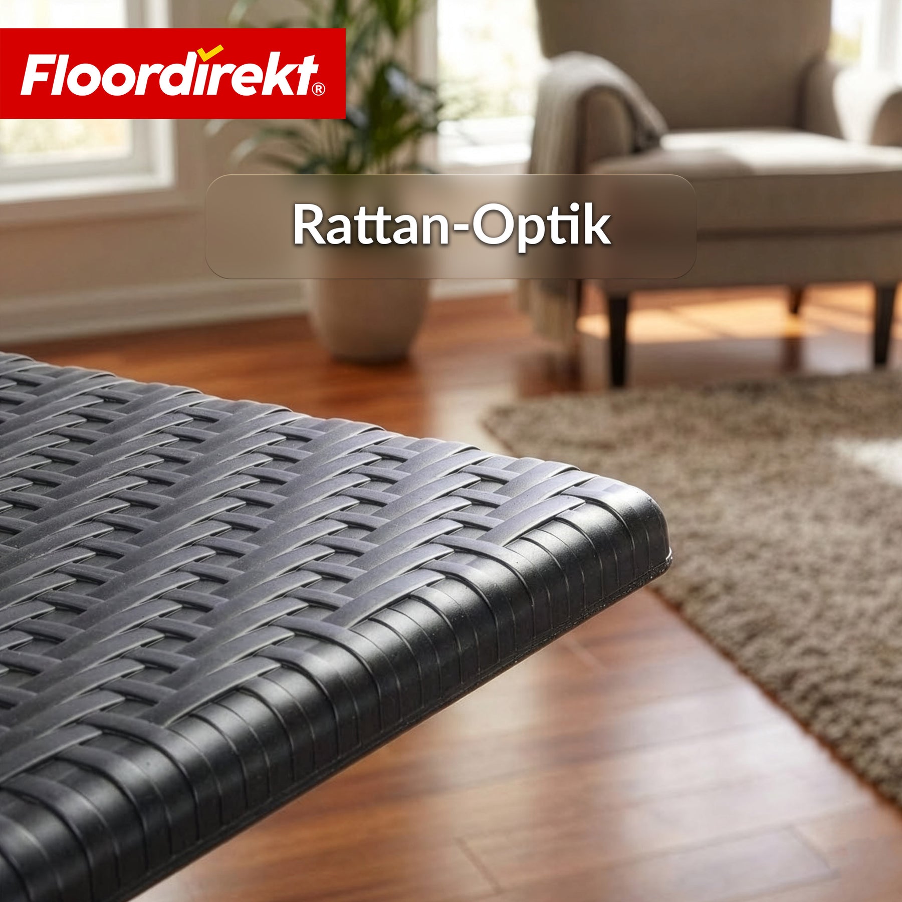 Klapptisch | Kobe | Schwarzer Gartentisch klappbar in Rattan-Optik | 60 × 60 cm