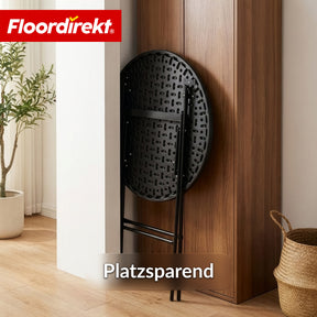 Klapptisch | Toyama | Runder, klappbarer Gartentisch in Rattan-Optik, schwarz | Ø 60 cm