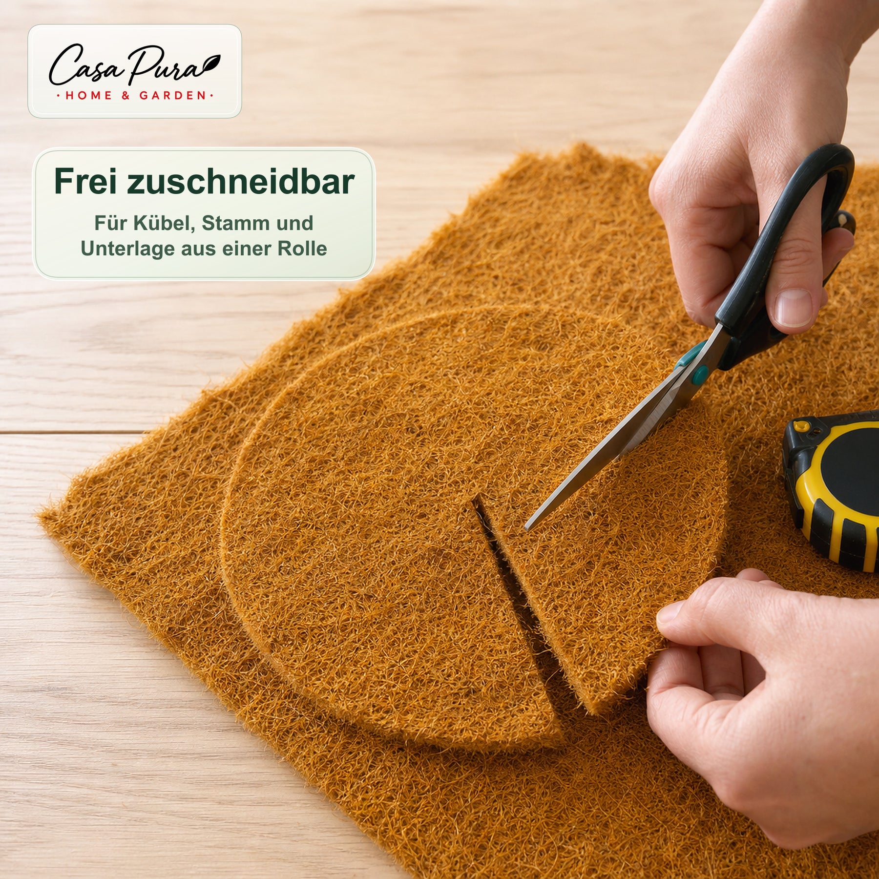 Kokosmatte 100 × 1000 cm | 10 m Rolle aus 100 % Kokosfaser | 10 mm stark