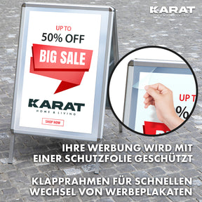 Kundenstopper | DIN A1 & A2 | Doppelseitiger Gehwegaufsteller, Werbeaufsteller aus Aluminium