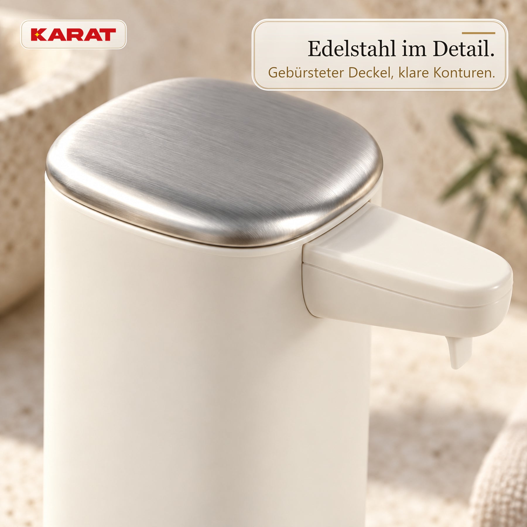 Automatischer Flüssigseifenspender | Liora | Berührungsloser Seifenspender mit Sensor, USB-C-Akku & Edelstahl | 250 ml