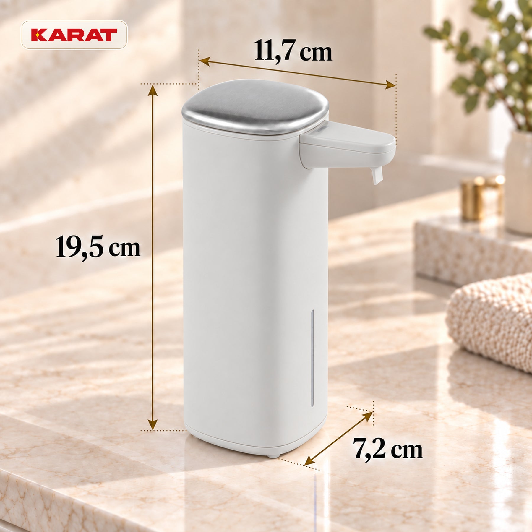 Automatischer Flüssigseifenspender | Liora | Berührungsloser Seifenspender mit Sensor, USB-C-Akku & Edelstahl | 250 ml
