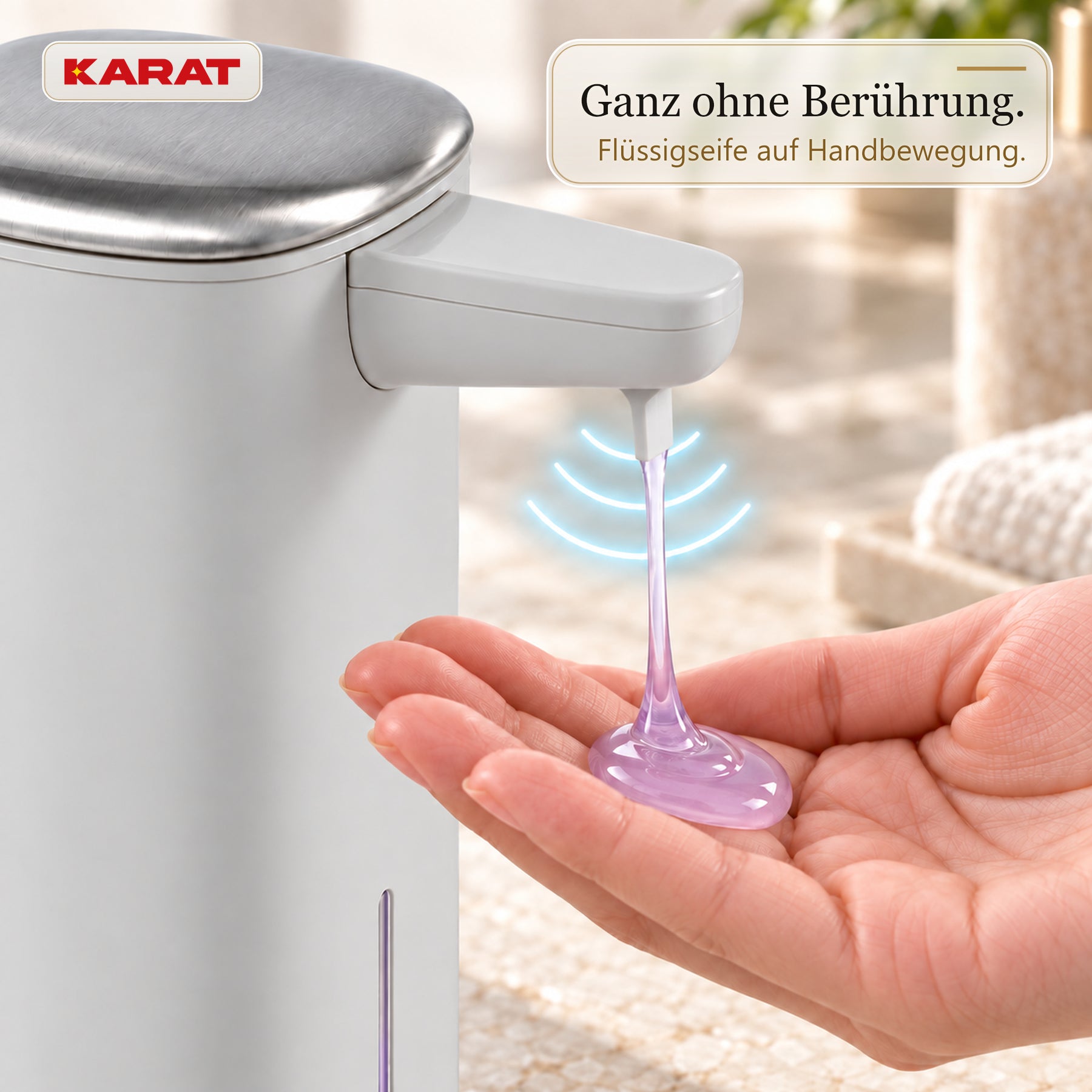 Automatischer Flüssigseifenspender | Liora | Berührungsloser Seifenspender mit Sensor, USB-C-Akku & Edelstahl | 250 ml