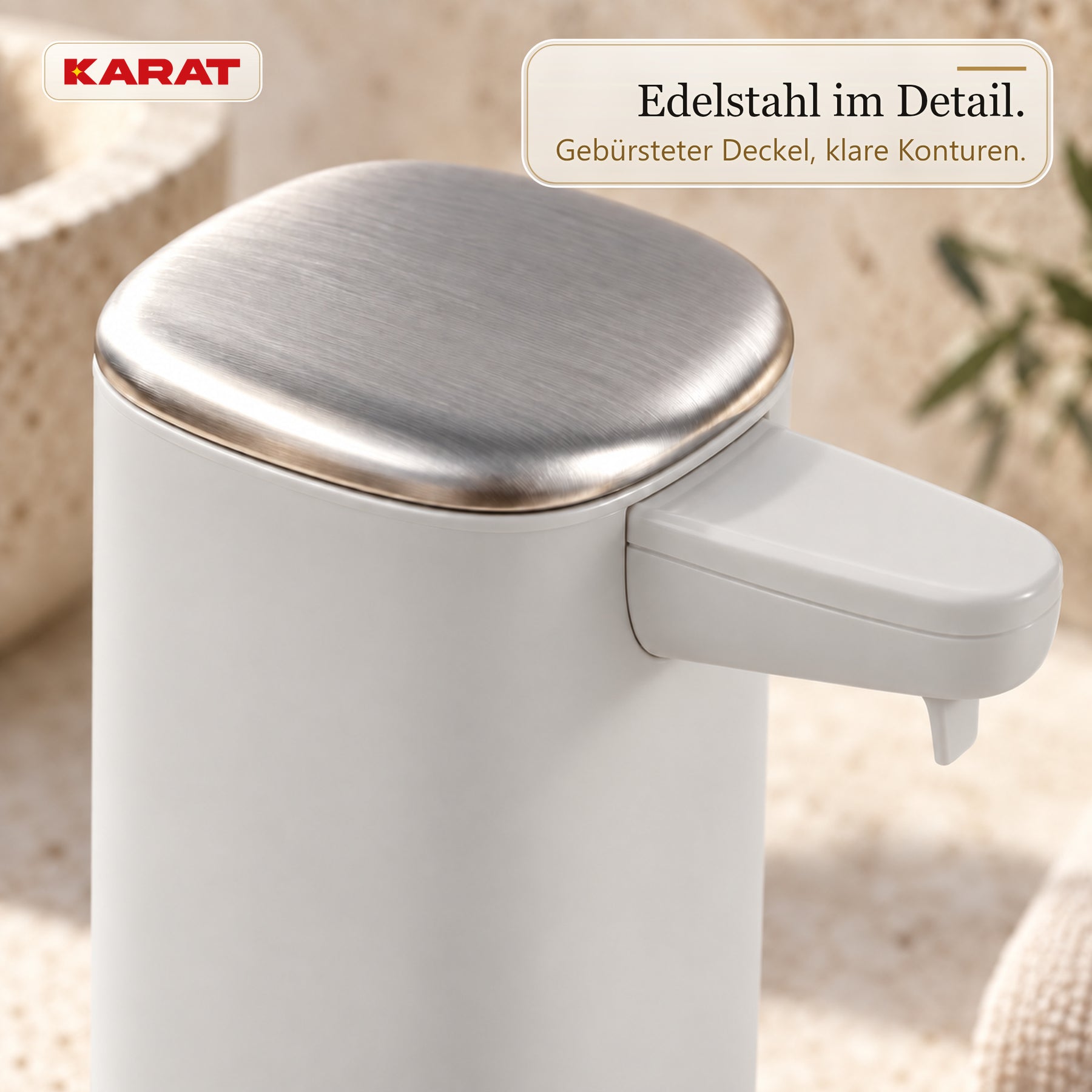Automatischer Flüssigseifenspender | Liora | Berührungsloser Seifenspender mit Sensor, USB-C-Akku & Edelstahl | 250 ml