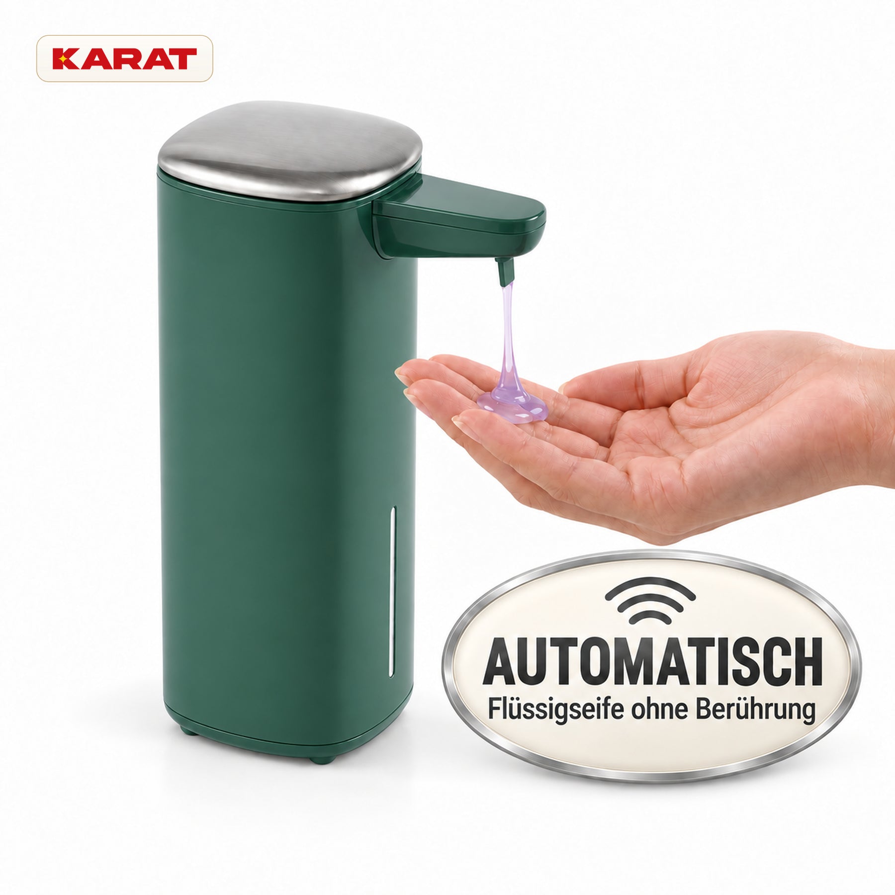 Automatischer Flüssigseifenspender | Liora | Berührungsloser Seifenspender mit Sensor, USB-C-Akku & Edelstahl | 250 ml