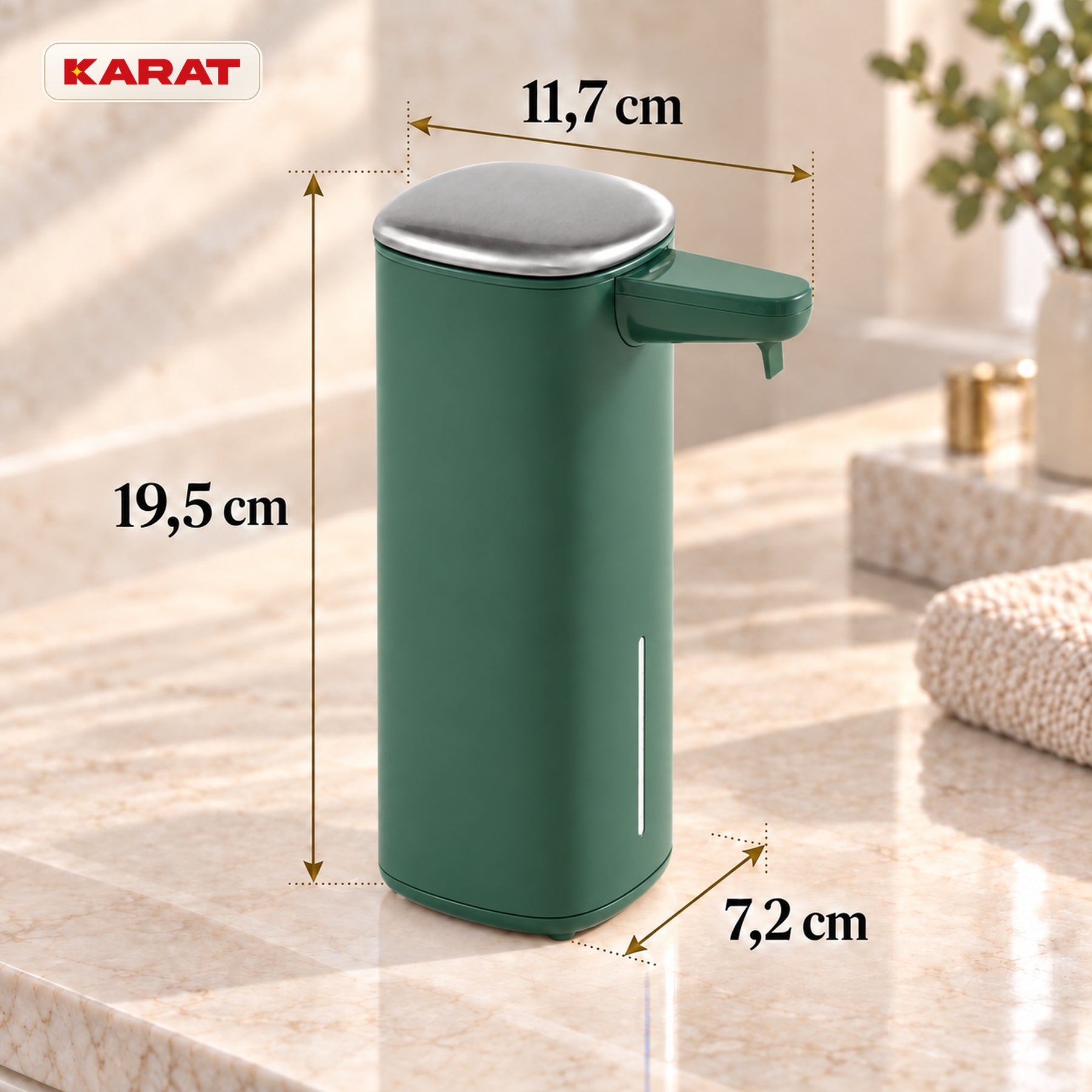 Automatischer Flüssigseifenspender | Liora | Berührungsloser Seifenspender mit Sensor, USB-C-Akku & Edelstahl | 250 ml