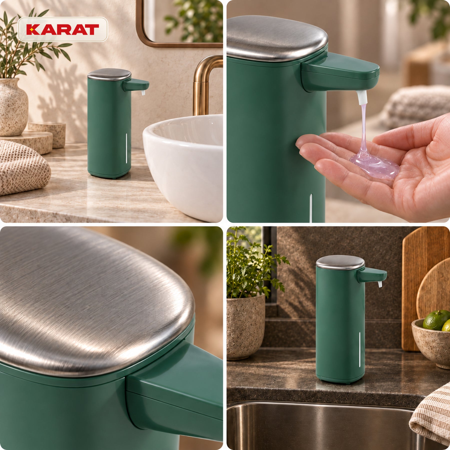 Automatischer Flüssigseifenspender | Liora | Berührungsloser Seifenspender mit Sensor, USB-C-Akku & Edelstahl | 250 ml