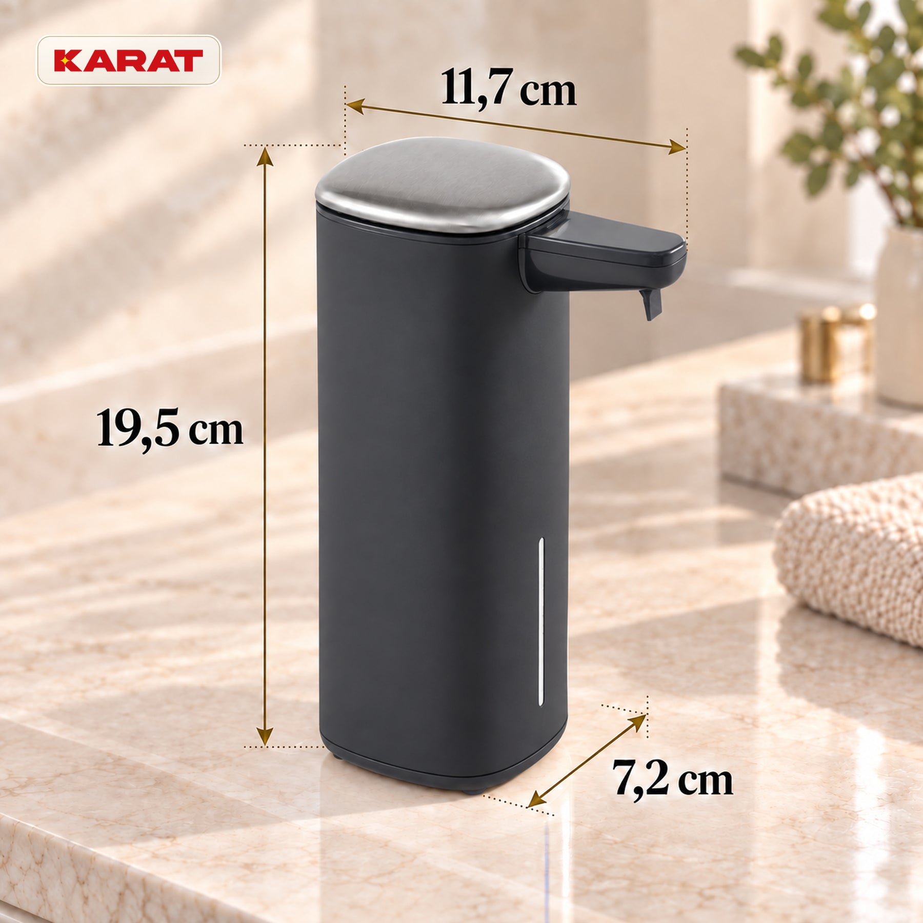 Automatischer Flüssigseifenspender | Liora | Berührungsloser Seifenspender mit Sensor, USB-C-Akku & Edelstahl | 250 ml