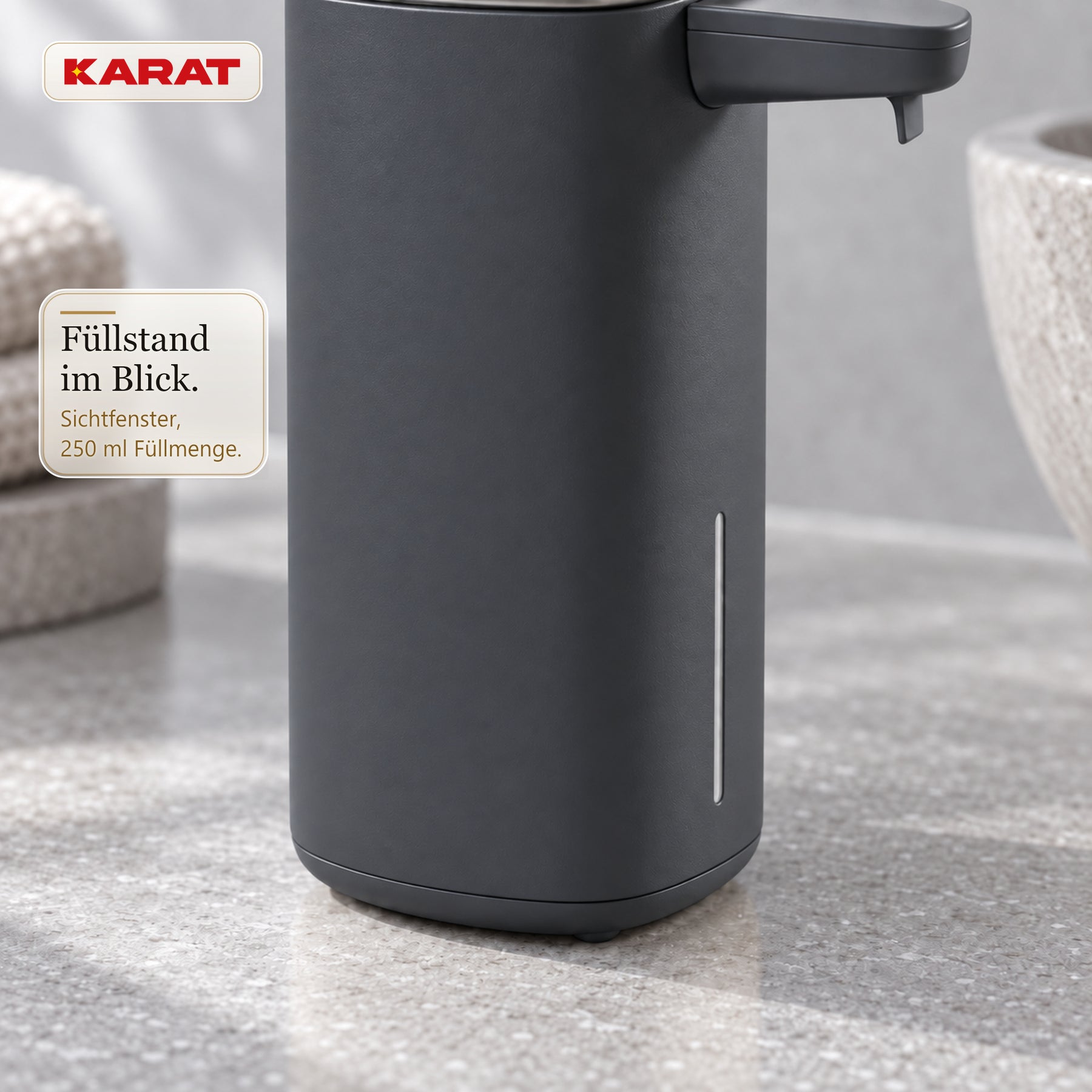 Automatischer Flüssigseifenspender | Liora | Berührungsloser Seifenspender mit Sensor, USB-C-Akku & Edelstahl | 250 ml