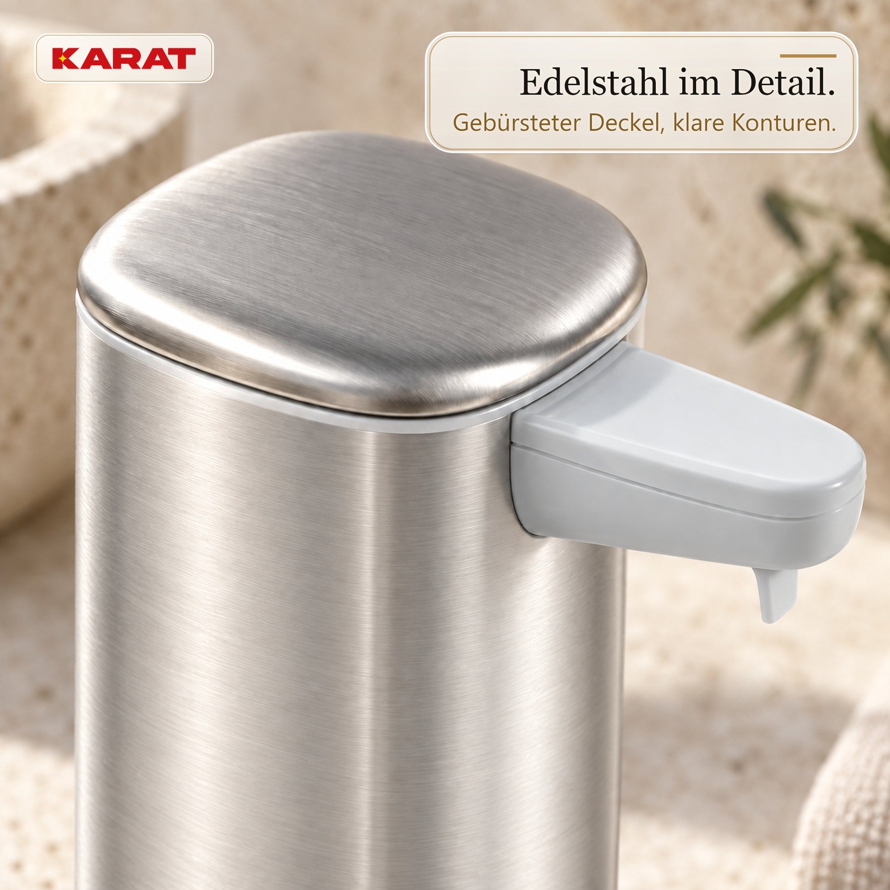 Automatischer Flüssigseifenspender | Liora | Berührungsloser Seifenspender mit Sensor, USB-C-Akku & Edelstahl | 250 ml