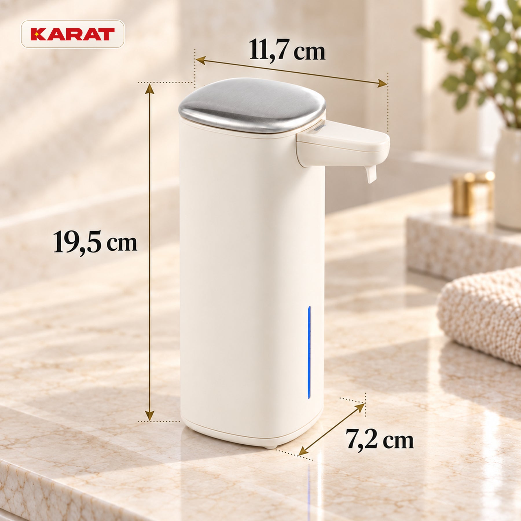 Automatischer Schaumseifenspender | Liora | Berührungsloser Seifenspender mit Sensor, USB-C-Akku & Edelstahl | 250 ml