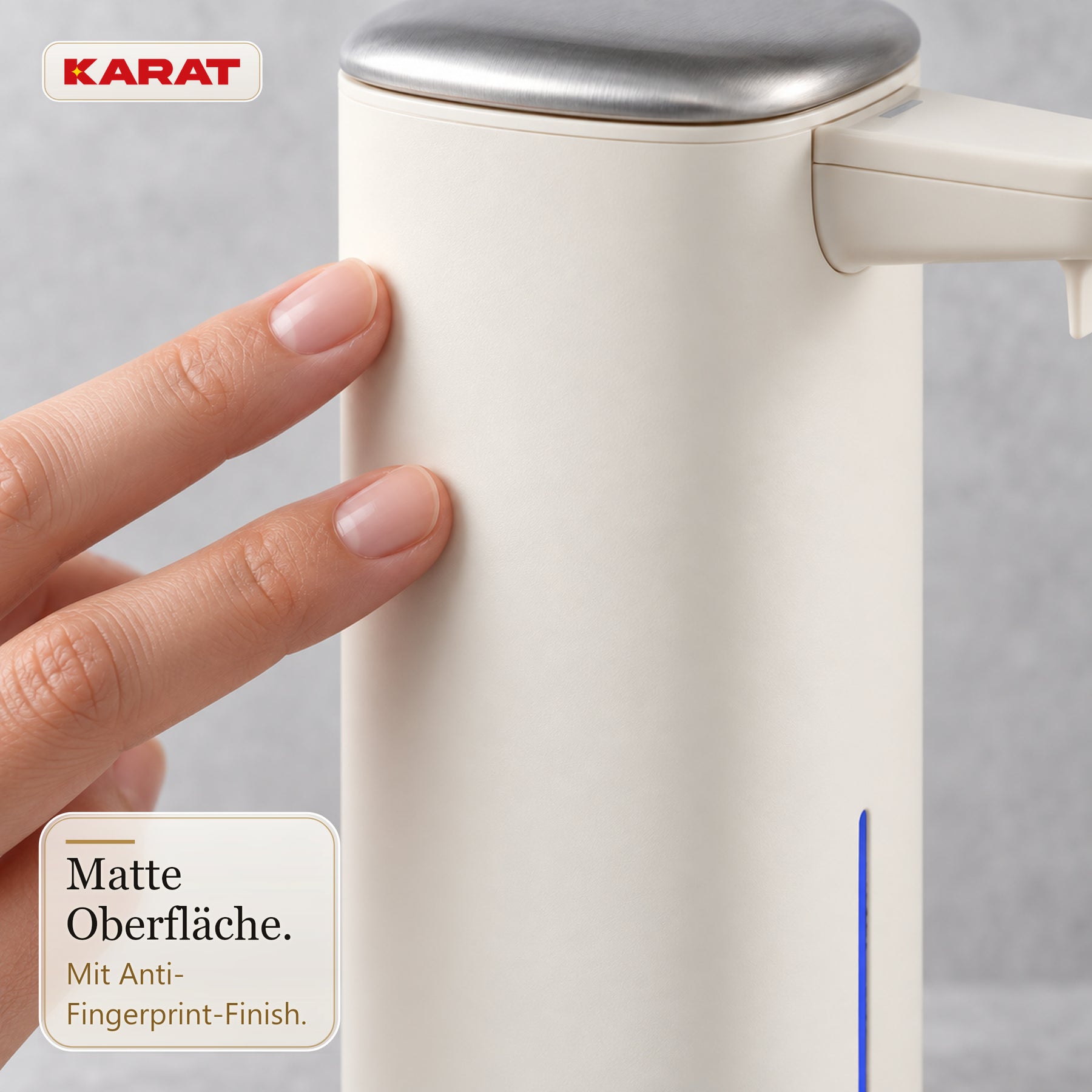 Automatischer Schaumseifenspender | Liora | Berührungsloser Seifenspender mit Sensor, USB-C-Akku & Edelstahl | 250 ml