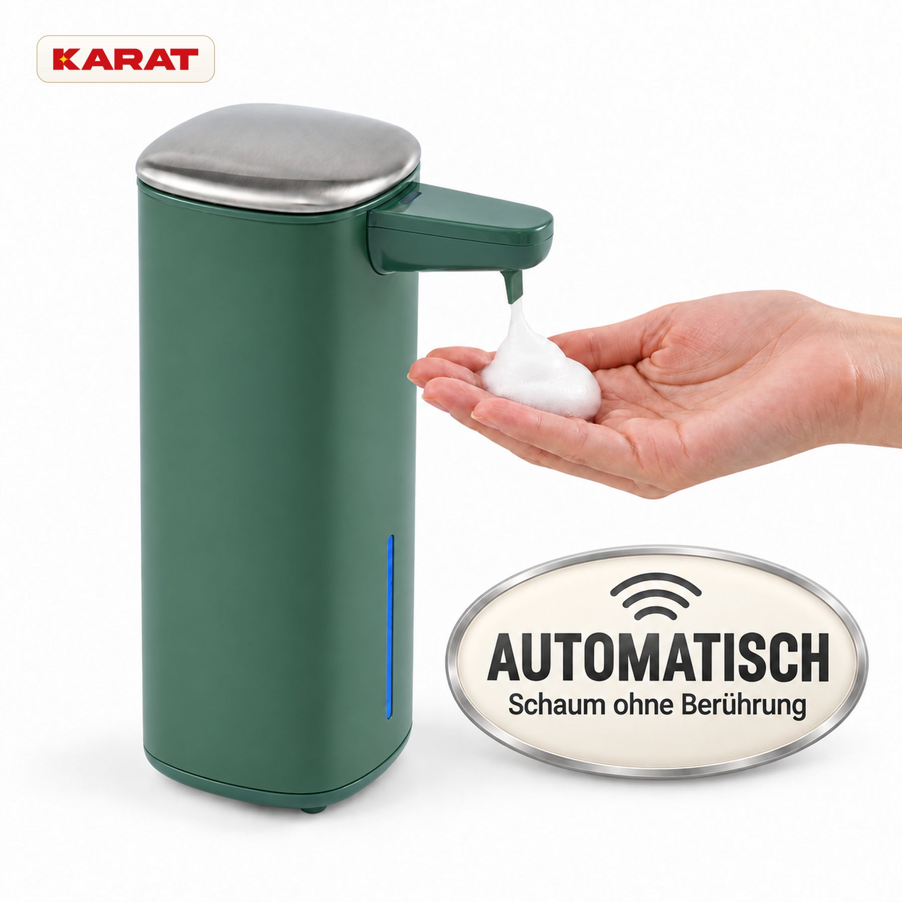 Automatischer Schaumseifenspender | Liora | Berührungsloser Seifenspender mit Sensor, USB-C-Akku & Edelstahl | 250 ml
