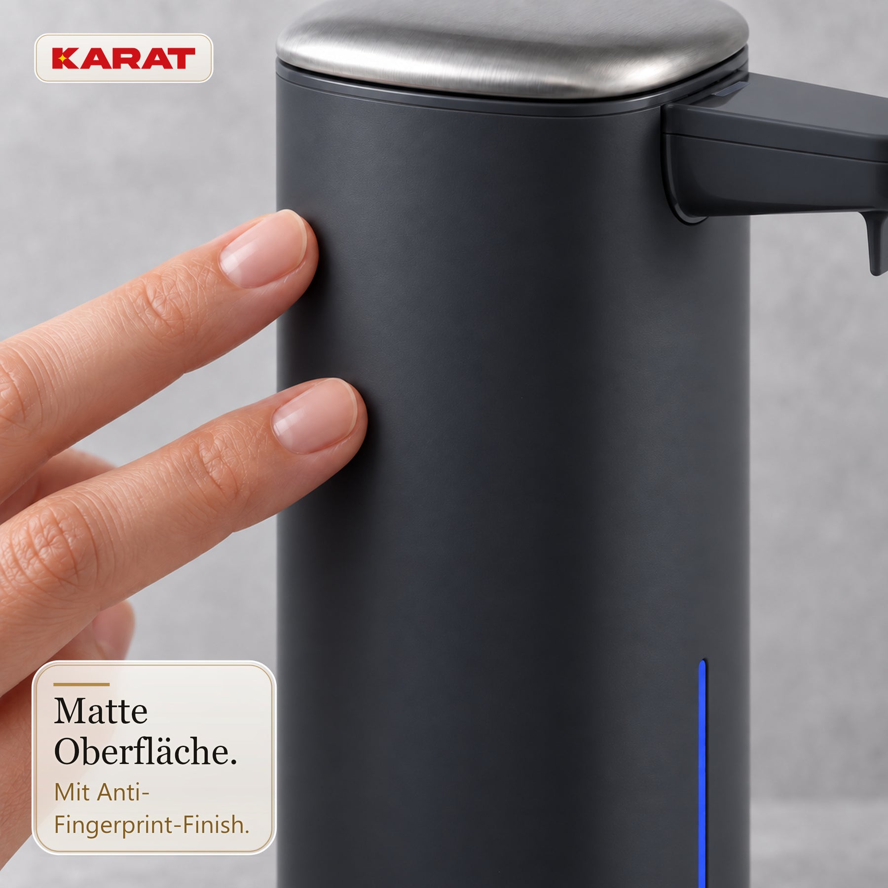 Automatischer Schaumseifenspender | Liora | Berührungsloser Seifenspender mit Sensor, USB-C-Akku & Edelstahl | 250 ml
