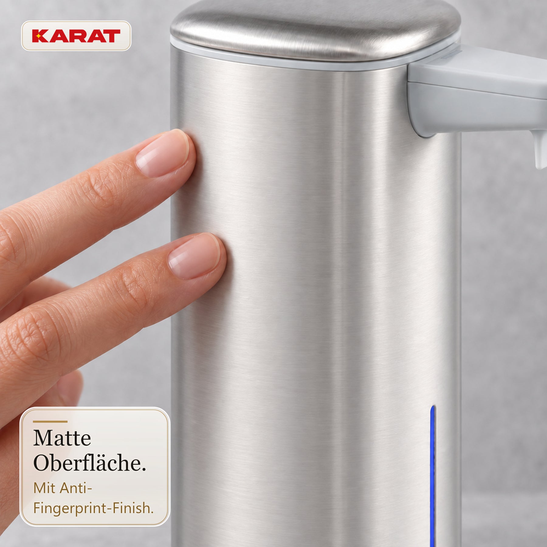 Automatischer Schaumseifenspender | Liora | Berührungsloser Seifenspender mit Sensor, USB-C-Akku & Edelstahl | 250 ml