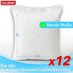 Luftentfeuchter Nachfüllpack 12er Set | Habo | Nachfüllbeutel für Raumentfeuchter für Keller, Bad, Wohnräume