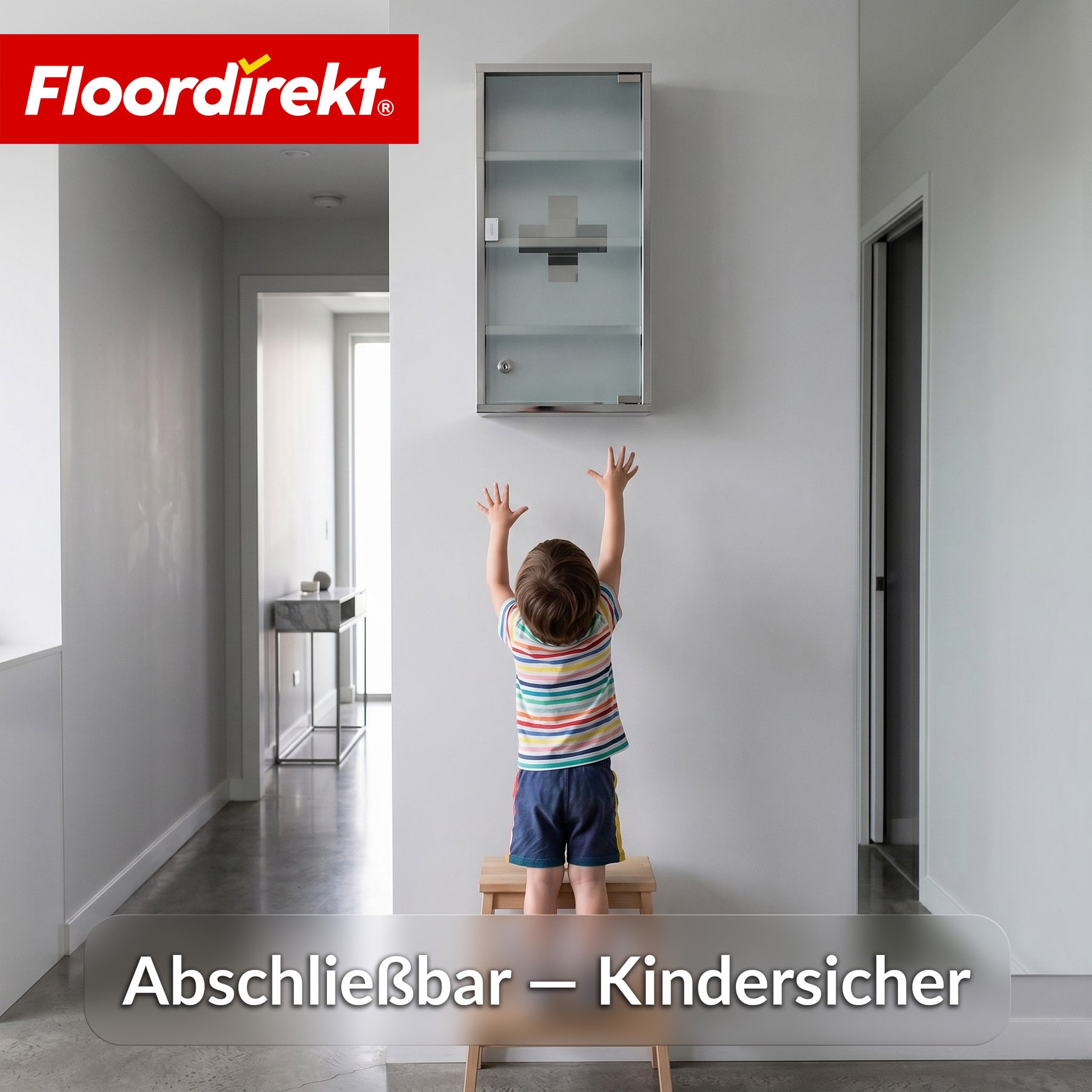 Medizinschrank | Allen | Abschließbarer Arzneischrank aus Edelstahl oder weiß pulverbeschichtet | Medikamentenschrank mit Glastür