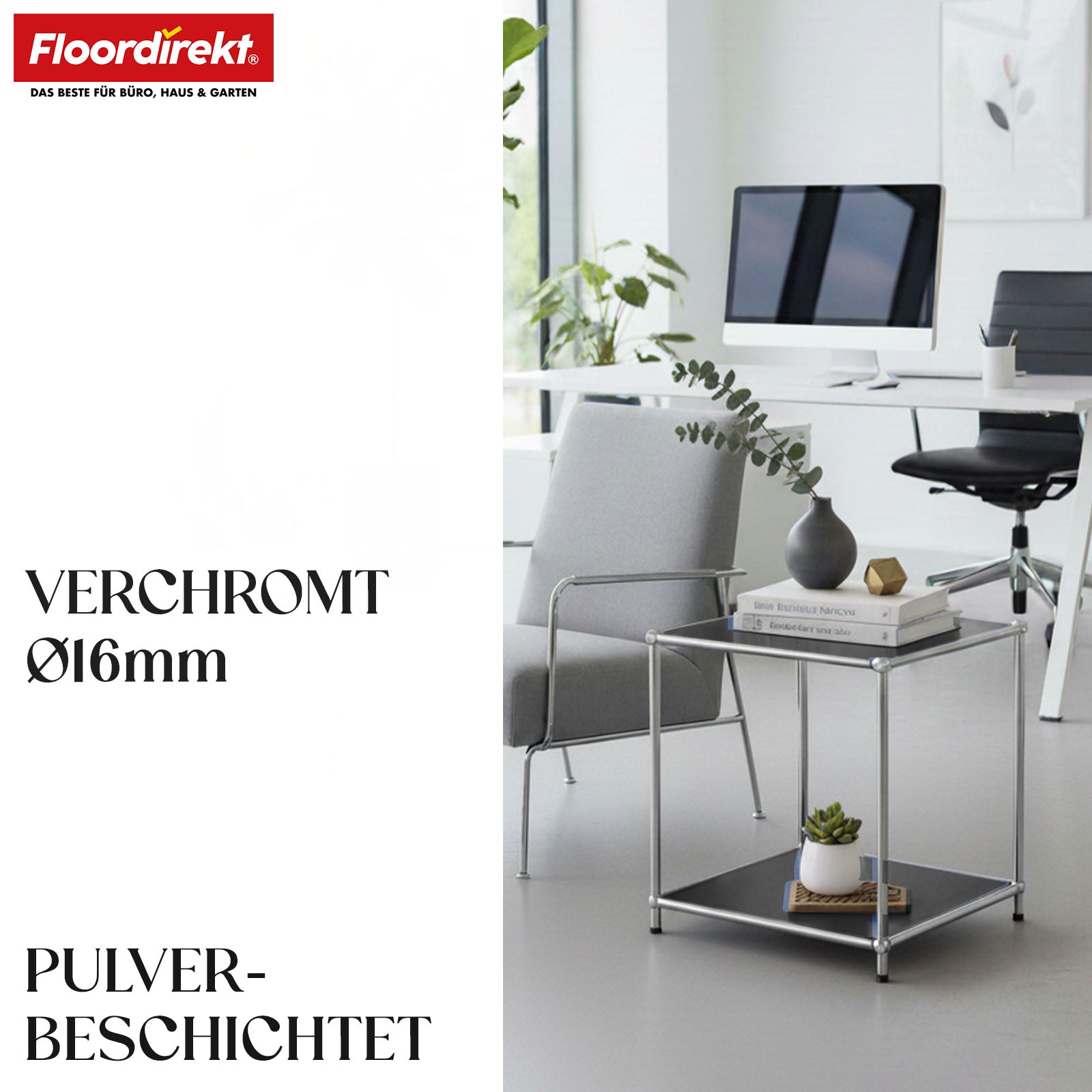 Metallregal | Concept Epure MK-012 | Offenes Beistell- & Aufbewahrungsregal mit 2 Ablagen | In mehreren Farben erhältlich