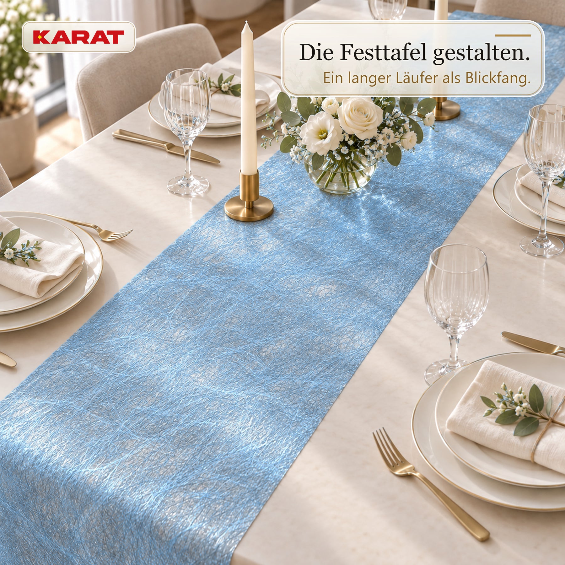 Tischläufer | Monarch | Dekovlies mit Metallic-Schimmer | 30 cm x 25 m Rolle | 13 Farben