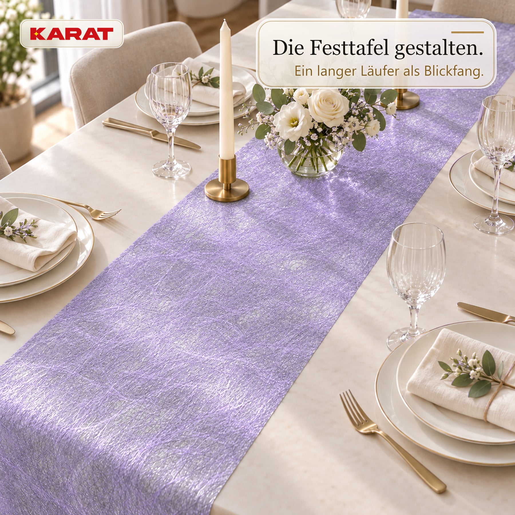 Tischläufer | Monarch | Dekovlies mit Metallic-Schimmer | 30 cm x 25 m Rolle | 13 Farben